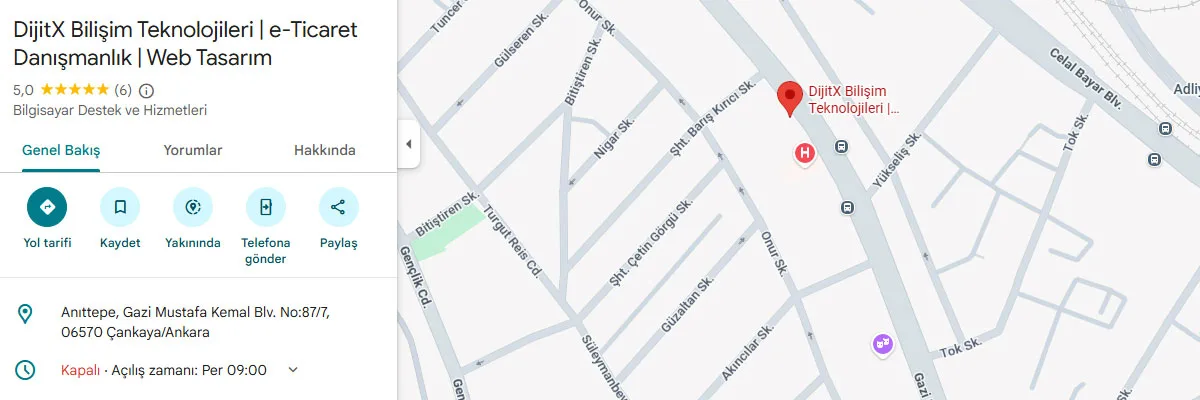 DijitX Ofis Konumu Harita